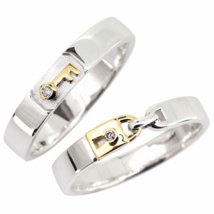 結婚指輪 マリッジリング プラチナ 鍵 南京錠 指輪 ペア コンビリング 18金 人気 大人