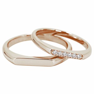 マリッジリング 結婚指輪 シンプル セット 10金 10k ペアリング 指輪 お揃い 一文字リング ダイヤモンド