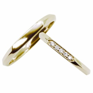 マリッジリング 18金 結婚指輪 ペアリング ダイヤモンド 指輪 ゴールド セット シンプル k18 華奢