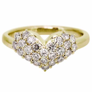 指輪 ハート ダイヤモンド パヴェ リング 18金 18k レディース ダイヤモンドリング 約0.5ct 大人かわいい