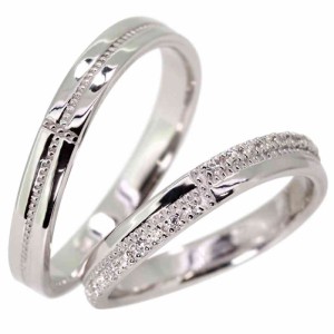 結婚指輪 プラチナ ペア 指輪 ダイヤモンド クロス 十字架 pt900 マリッジリング 人気 おしゃれ ミル玉