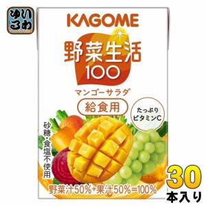 カゴメ 野菜生活100 マンゴーサラダ 給食用 100ml 紙パック 30本入 野菜ジュース 黄の野菜と果実 カロテン 砂糖不使用