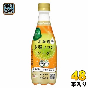 ポッカサッポロ 北海道搾り 夕張メロンソーダ 410ml ペットボトル 48本 (24本入×2 まとめ買い) 炭酸飲料 完熟メロン YUBARI