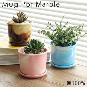 マグ ポット MUG POT 100percent 植木鉢 おしゃれ 室内 観葉植物 植物 鉢植え 鉢 3号 受け皿付き 花 美濃焼 磁器 焼き物 かわいい シンプ