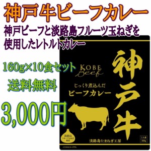 神戸牛ビーフカレー10食セット●3000円送料無料！神戸ビーフ・淡路島フルーツ玉ねぎ使用