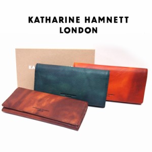 メンズ 財布 KATHARINE HAMNETT 長財布 牛革 長札入れ イタリア革 ベジタブルレザー タンニン鞣し革 キャサリンハムネット むら染め 環境