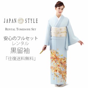 JAPAN STYLE レンタル 色留袖 フルセット ジャパンスタイル 薄青 水色 熨斗 松竹梅