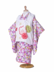 レンタル KAGURA ブランド 被布コート フルセット 貸衣装  3歳 三歳 貸衣装 七五三 小花 紫 白