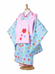 レンタル KAGURA ブランド 被布コート フルセット 貸衣装  3歳 三歳 貸衣装 七五三 小花 ピンク 水色