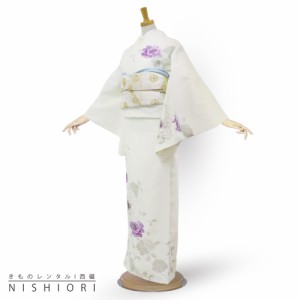 訪問着 レンタル 着物 貸衣装 フルセット JAPAN STYLE ブランド アイボリー 上品 芍薬更紗 No.0235