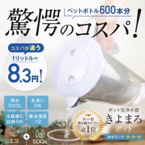 【送料無料】 300リットル浄水　ポット型浄水器 本体 日本製 きよまろポット 浄水器 １家庭１台限り