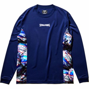 spalding(スポルディング) L/STシャツ ボールプリント サイド バスケット長袖Tシャツ (smt22125-5400)