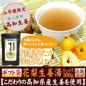 【高知県産生姜】【大容量900g】カリン生姜湯 300g×3袋セット 【ギフト用外袋】 しょうがパウダー 国産 しょうが湯 生姜パウダ プレミア