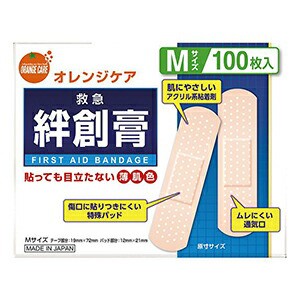 オレンジケア 救急絆創膏 Mサイズ 100枚入