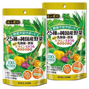 金の青汁 25種の純国産野菜 乳酸菌×酵素＋1日分のビタミン・ミネラル 60粒×2個セット メール便送料無料