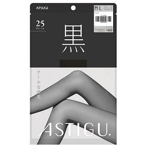 ASTIGU (アスティーグ) 黒 クールな漆黒 25デニールシアータイツ ディープブラック M-L