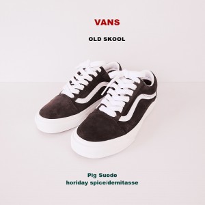 バンズ レディース オールドスクール ピッグスウェード ダークブラウン×ホワイト/VANS Ladys OLD SKOOL (Pig Suede)holiday spice/demit