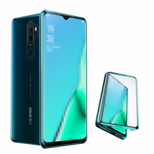 OPPO A5 2020/A9 2020 ケース/カバー アルミ バンパー クリア 透明 背面ガラス 簡単取付 マグネット かっこいい アルミサイドバンパー オ