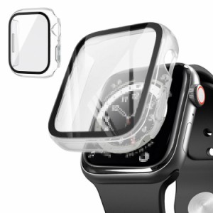 Apple Watch Series 9/8/7 ケース 透明ガラスフィルム ケース カバー 全面保護 液晶カバー アップルウォッチ シリーズ9/8/7 41mm/45mm ハ