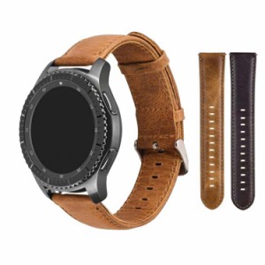Galaxy Watch 46mm 交換バンド PUレザー ヴィンテージ風 本革調 レザーベルト ギャラクシーウォッチ 46mm 交換リストバンド