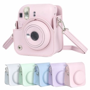 FUJIFILM instax mini 12 ケース カバー ショルダーストラップ付き PUレザー レディース 肩掛け カメラバッグ カメラケース チェキケース