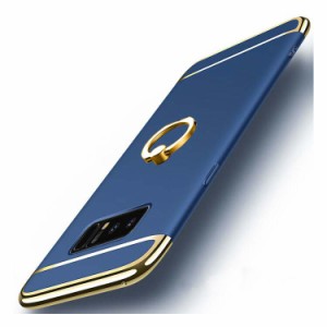 Samsung Galaxy Note8 ケース/カバー シンプル スリム メッキ仕上げ スマホリング付き ギャラクシーノート8 リングブラケット ハードカバ