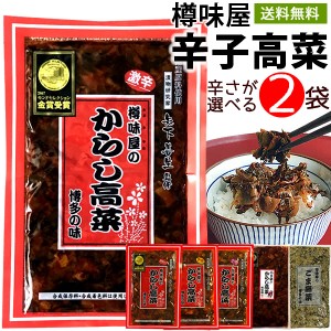 からし高菜2袋　(辛子高菜)　選べる　250g×2袋　送料無料　樽味屋　高菜漬け (バリ辛・ごまは200ｇ) ポイント消化