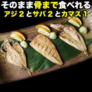 骨まで食べられる 焼き魚 干物 さば2枚 あじ2枚 かます1枚各50g ひもの 開き 干物セット 乾物 塩焼き 焼魚 グリル おつまみ 国産 長崎県