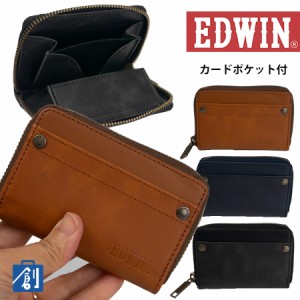 小銭入れ メンズ 財布 ラウンドファスナー ブランド EDWIN エドウイン 紳士用 カジュアル シンプル おしゃれ かっこいい メンズ財布 ブラ