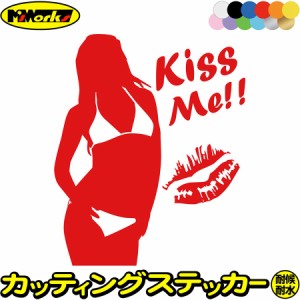 車ステッカー カー用品 車 ステッカー Sexy Girl Kiss Me!! ( セクシー ガール 女性 キス ミー )1 サイズL カッティングステッカー 全12