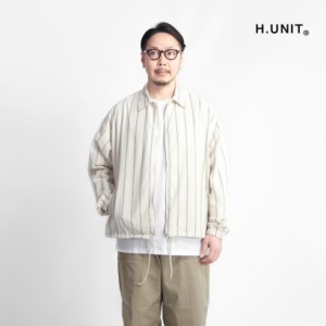 H.UNIT エイチユニット オーガニックコットンストライプ シャツジャケット コーチジャケット 日本製 メンズ