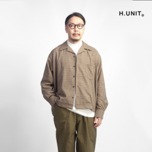 H.UNIT エイチユニット ガンクラブチェック オープンカラー長袖シャツ 日本製 メンズ