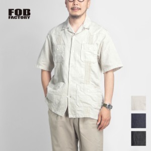 FOB FACTORY FOBファクトリー コットンリネンデニム 半袖キューバシャツ 日本製 メンズ