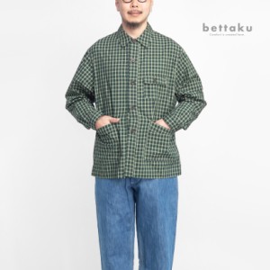 Bettaku ベッタク カバーオールシャツジャケット オーガニックコットンチェック 日本製 メンズ