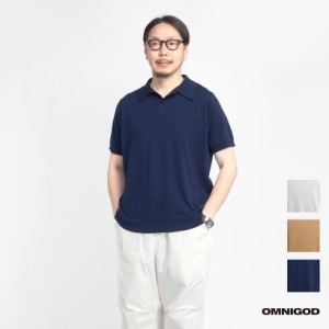OMNIGOD オムニゴッド 強撚コンパクト天竺 スキッパーニットポロシャツ 日本製 メンズ