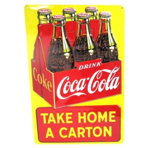 コカコーラ COKEエンボスメタルサイン COKE TAKE HOME CTN　看板　コーラ雑貨 アメリカン雑貨