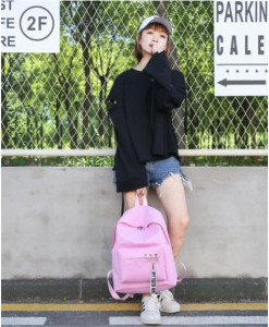 LAZA  リュック【ピンク】 バッグ バックパック オルチャン 韓国 リング付き モード系 カジュアル