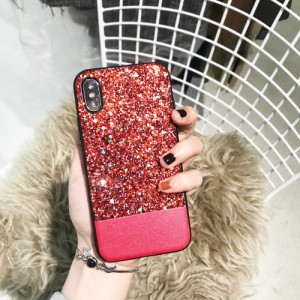 LAZA 【レッド】iPhoneケース ラメ かわいい グリッター キラキラ