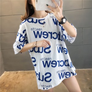 LAZA ホワイト 大人気★韓国風レディース ビックTシャツワンピース
