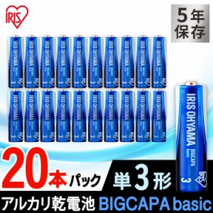 【24時間!ポイント10％還元】 乾電池 アルカリ乾電池 単3形 20本パック アイリスオーヤマ BIGCAPA basic 電池 LR6Bb 20P 長持ち 5年保存 