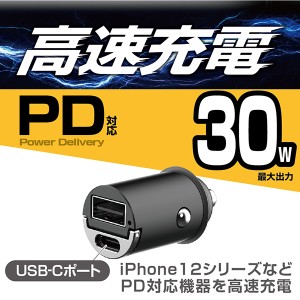 コンパクトUSBポート USBポートA&C スマホ充電  12V24V対応 シガーソケット  カーアクセサリー  アイフォン充電  EM-170フェリスヴィータ