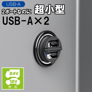 コンパクトUSBポート USBポートA2個 スマホ充電  12V24V対応 シガーソケット  カーアクセサリー  アイフォン充電  EM-171 フェリスヴィー