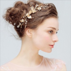 ヘッドドレス リーフ 花 小枝 モチーフ シック レトロ エレガント ヘアアクセサリー