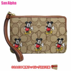 コーチ ポーチ COACH X DISNEY コーチ × ディズニー ミッキー プリント シグネチャー コーナー ジップ リストレット CN033 B4R3U(カーキ