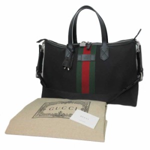 グッチ バッグ トートバッグ GUCCI キャンバス ウェビングライン ダッフル バッグ 2WAY 斜め掛け A4対応 619750 (ブラック) メンズ アウ