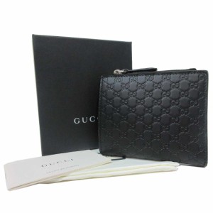 グッチ 財布 二つ折り財布(小銭入れあり) GUCCI マイクログッチシマ レザー 544475 1000 (ブラック) アウトレット メンズ