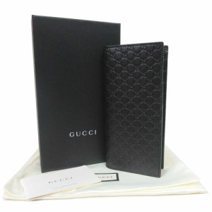 グッチ アウトレット GUCCI 財布 544479 二つ折り スリム 長財布(小銭入れあり)  マイクログッチシマ レザー ブラック 【二つ折り】【GG