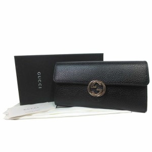 グッチ 財布 長財布 GUCCI レザー インターロッキングG ウォッレット 615524 / 598166 (ブラック) アウトレットレディース