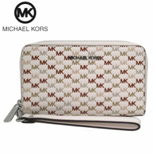 マイケルコース 財布 長財布 MICHAEL KORS ジェット セット トラベル MK ロゴ ストラップ付 ラージ フラット ラウンド フォン ウォレット