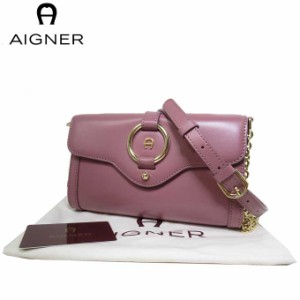 アイグナー ブティック AIGNER ショルダーバッグ 135367-428 レザー ロゴ ポシェット Fiorentin / Dark Mau